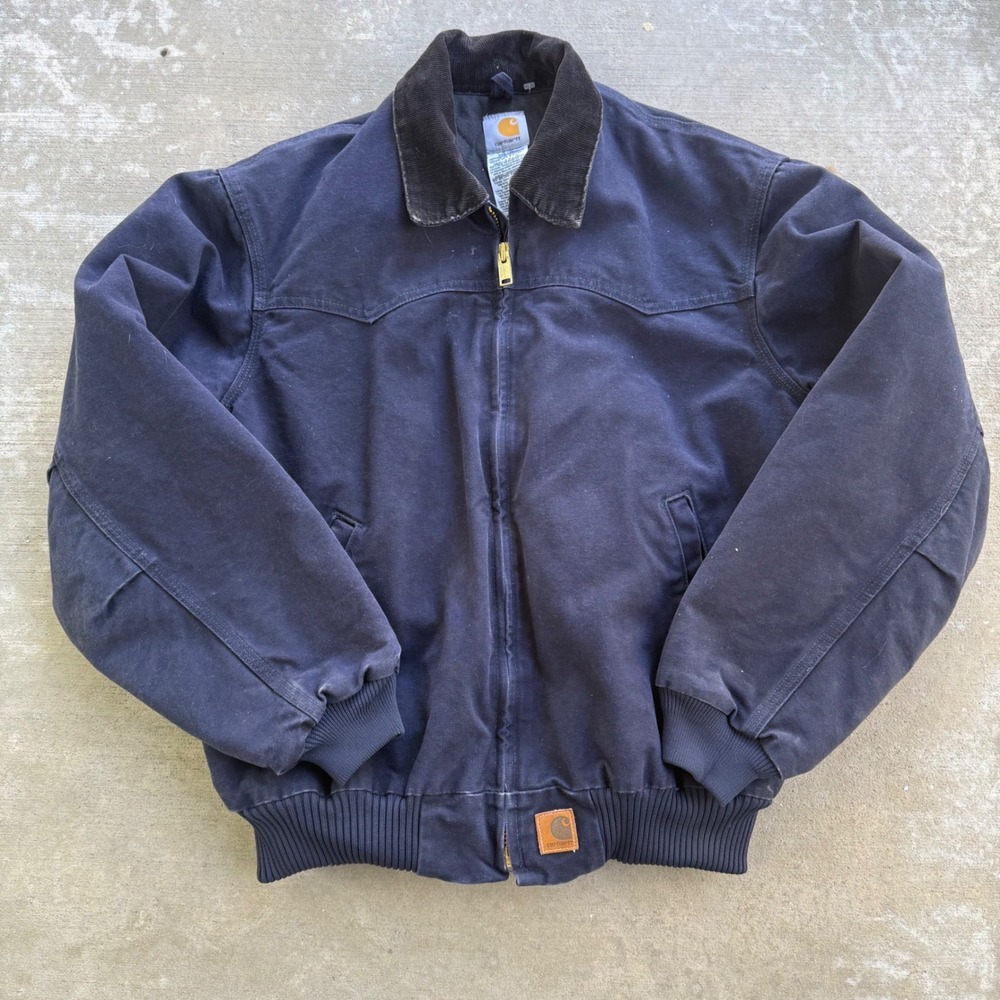 Carhartt Retro Santa Fe Jacket Midnight Blue Sandstone Duck Quilted LRG